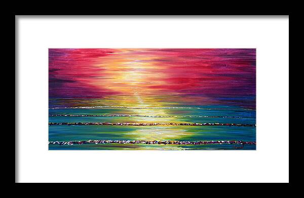 Magenta Framed Print featuring the painting Biarritz Sunset France by Pete Caswell