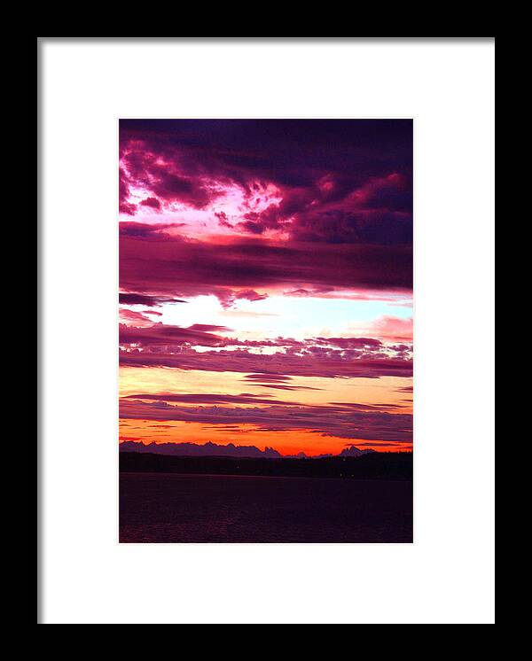 Sunrise Framed Print featuring the photograph Crimson Sunrise 3rd panel panorama by Mary Gaines