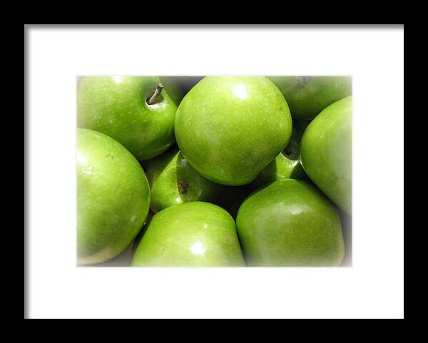 Fruits Framed Print featuring the photograph Crispy Green Apples from the Farmers Market by Trude Janssen