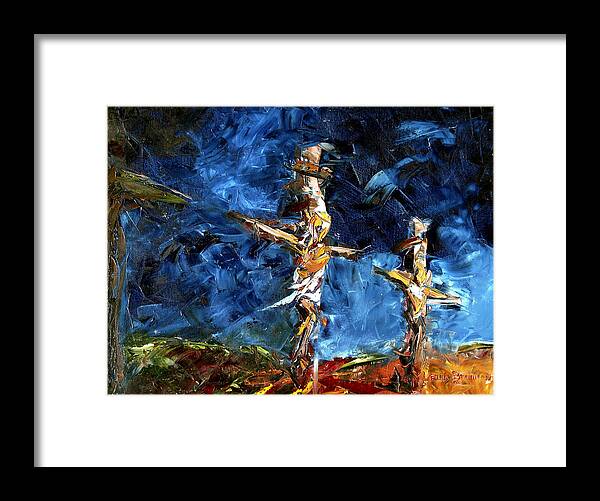 Christian Framed Print featuring the painting Cross by Lewis Bowman