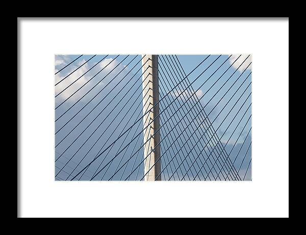 Bridge Cables Framed Print featuring the photograph Crossing Blue - by Julie Weber
