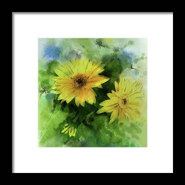 Daisies Framed Print featuring the digital art Crown Jewels by Gina Harrison