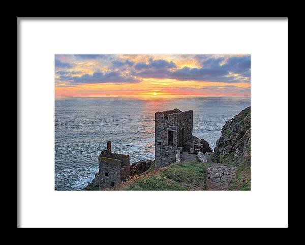 Botallack Framed Print featuring the photograph Crown mines at Botallack by Claire Whatley