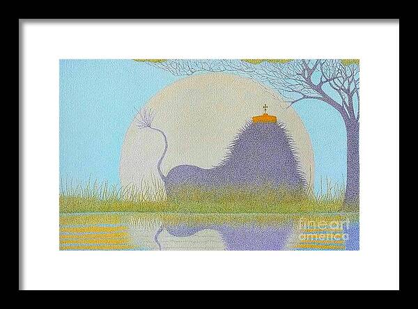 Neo-impressionism Framed Print featuring the painting Moa Anbessa by Assumpta Tafari Tafrow Neo-Impressionist Works on Paper