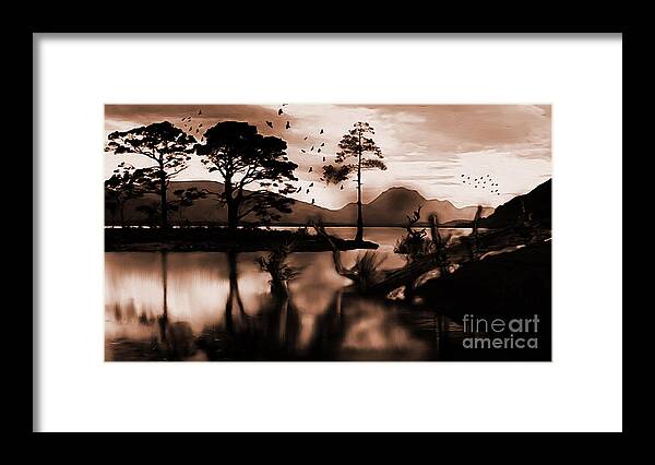 Trick Framed Print featuring the painting Crows Scenery by Gull G