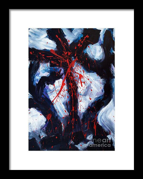 Jesus Christ Framed Print featuring the painting Crucified by Lidija Ivanek - SiLa