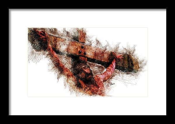 Crucifixion Framed Print featuring the digital art Crucifixion by Charlie Roman