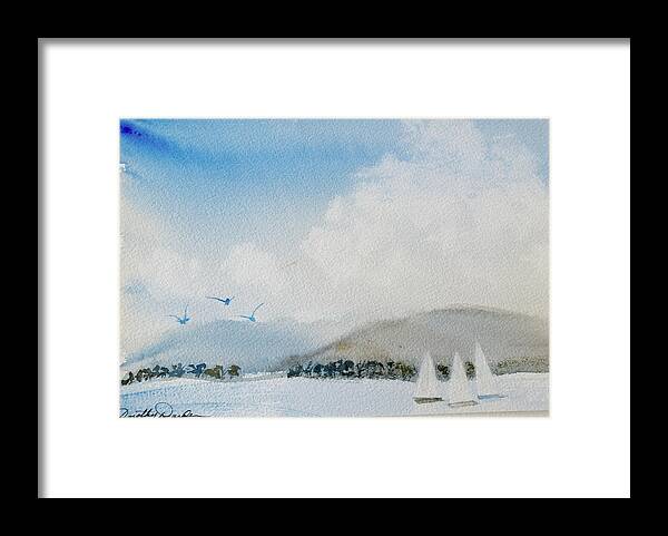 Beautiful Framed Print featuring the painting Cruising in Company along the Tasmania coast by Dorothy Darden