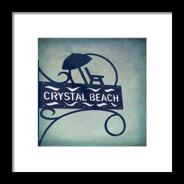 Crystal Beach Framed Print featuring the photograph Crystal Beach Sign by Leslie Montgomery