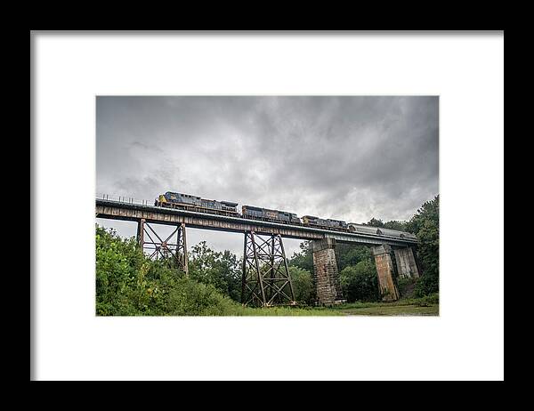 Railroad Tracks Framed Print featuring the photograph CSX Q515-10 at Sulfur Creek by Jim Pearson