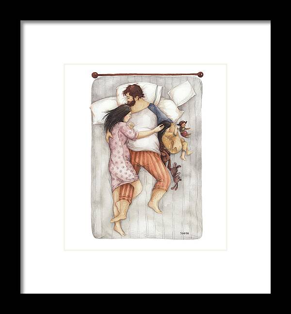 Soosh Framed Print featuring the drawing Cuddles by Soosh