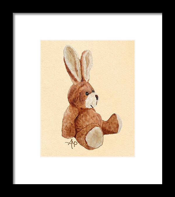Cuddly Rabbit Framed Print featuring the painting Cuddly Rabbit by Angeles M Pomata