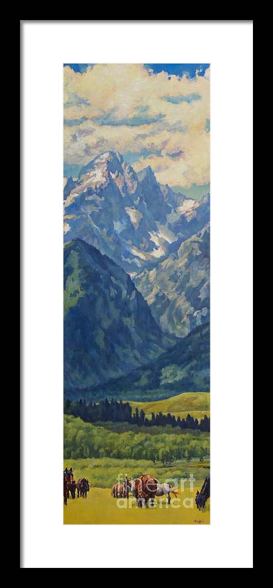 Tetons Framed Print featuring the painting Cunningham Clan by Patricia A Griffin