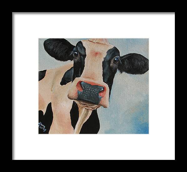 Cow Framed Print featuring the painting Curiosity by Laura Carey