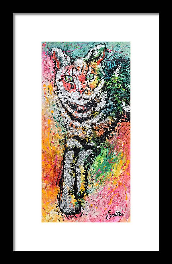 Cats Framed Print featuring the painting Curious Cat by Jyotika Shroff