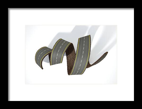 Road Framed Print featuring the digital art Curled Road by Allan Swart