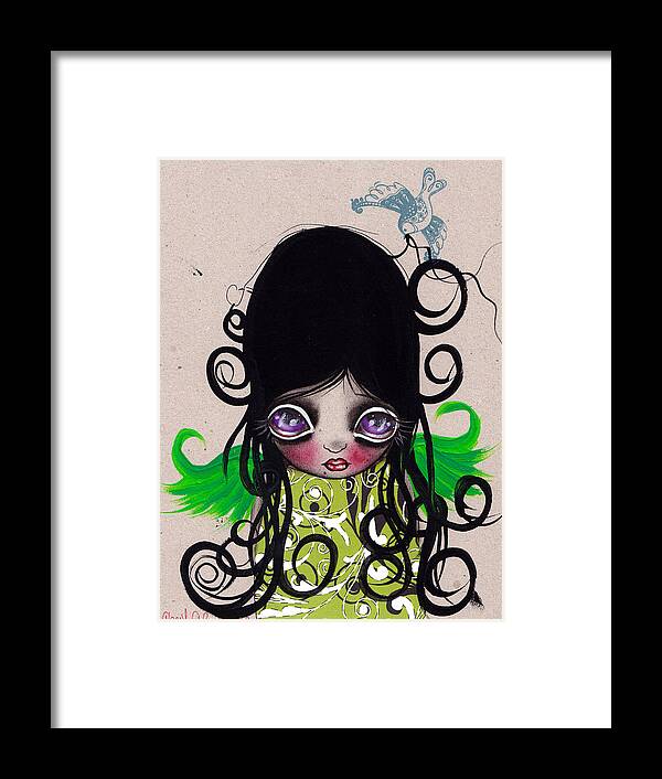 Angel Framed Print featuring the painting Curls by Abril Andrade