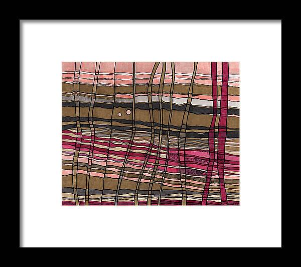 Abstract Framed Print featuring the drawing Stalks at Sunset by Sandra Church