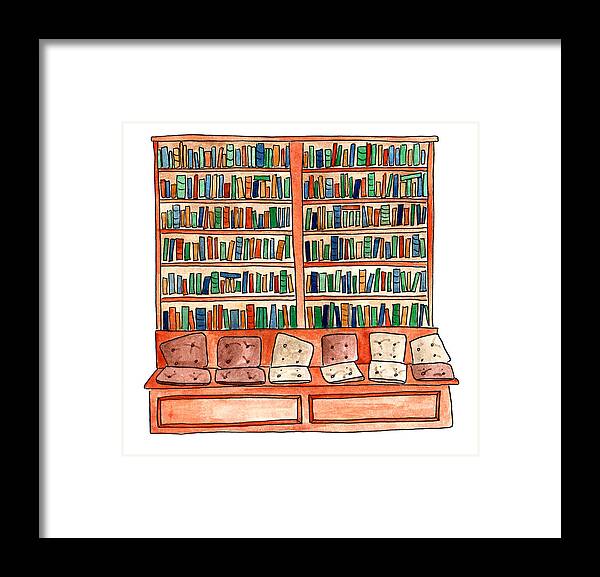 Art Framed Print featuring the painting Cushions Room of Shakespeare and Company by Anna Elkins