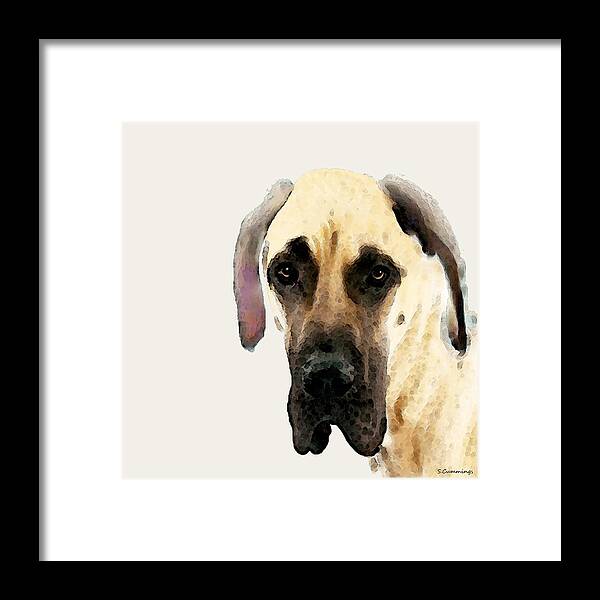 Great Dane Framed Print featuring the painting Great Dane Dog Art by Sharon Cummings