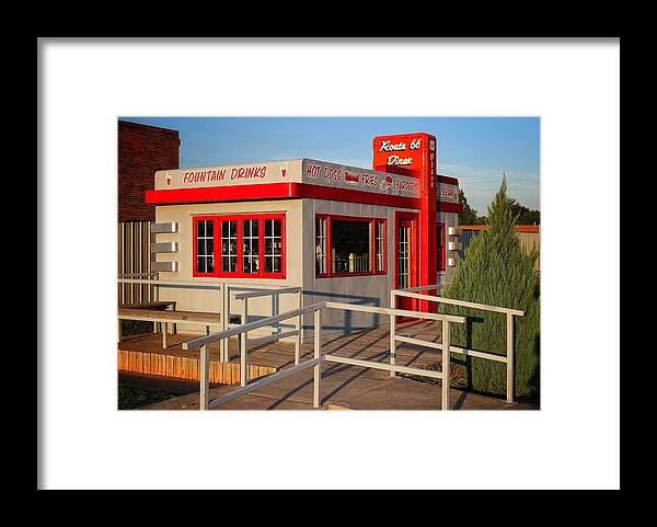 Oklahoma Route 66 Diner Framed Print featuring the photograph Cute Little Route 66 Diner by Buck Buchanan