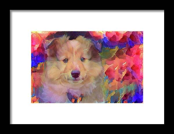Cute Puppy Framed Print featuring the mixed media Cute puppy by Lilia D
