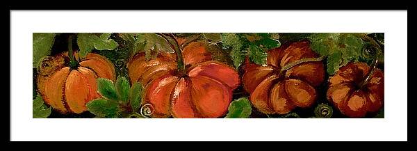 Pumpkins Framed Print featuring the painting Cuttin Up by Lisa Kaiser