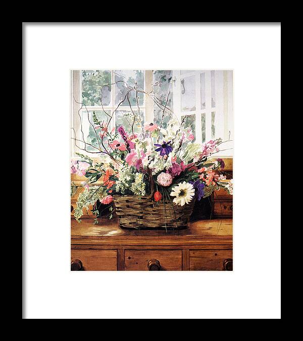 Floral Framed Print featuring the painting Cutting Garden Arrangement by David Lloyd Glover