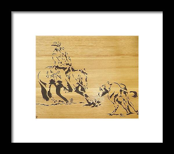 Sculpture Framed Print featuring the sculpture Cutting Horse by Russell Ellingsworth