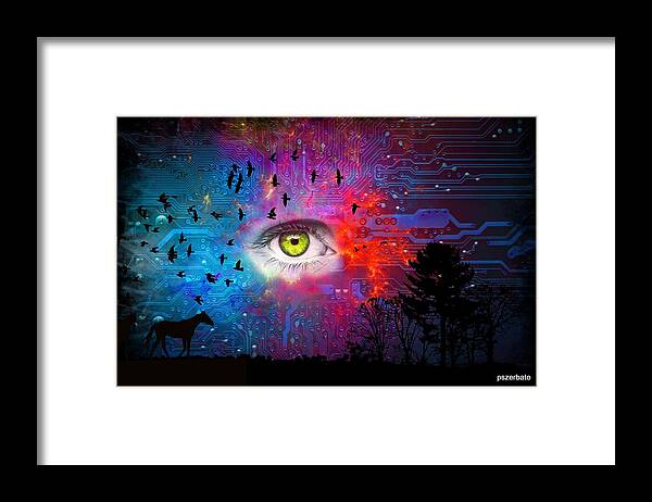 Abstraction Framed Print featuring the digital art Cyber Nature by Paulo Zerbato