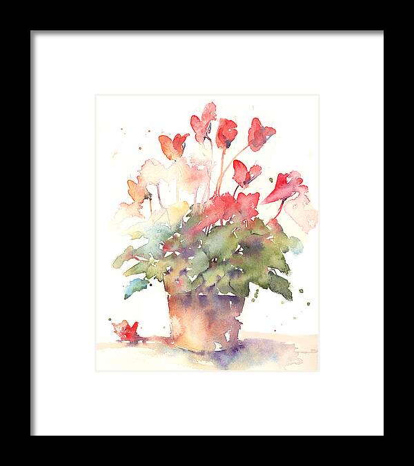 Cyclamen Framed Print featuring the painting Cyclamen Exsplodes by Andrew Geeson