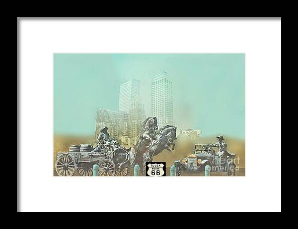 Cyrus Avery Framed Print featuring the digital art Cyrus Avery Centennial Plaza Route 66 by Janette Boyd
