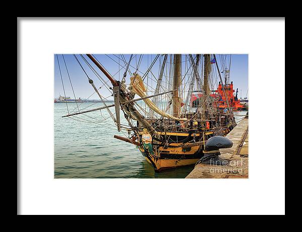 La Grace Framed Print featuring the photograph Czech Tall Ship La Grace Cadiz Spain by Pablo Avanzini
