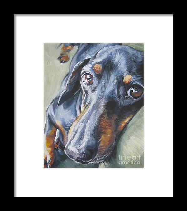 Dog Framed Print featuring the painting Dachshund black and tan by Lee Ann Shepard