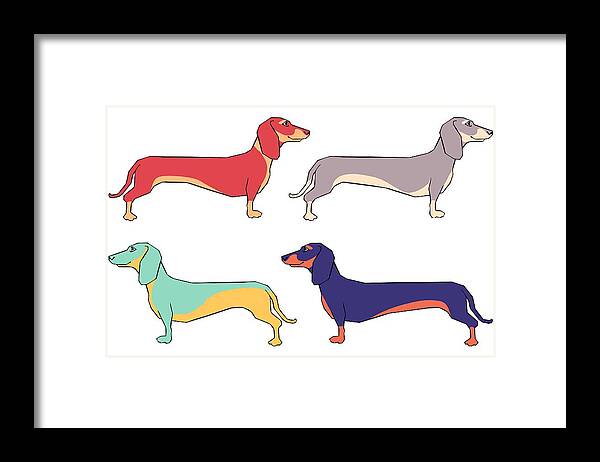Dachshunds Framed Print featuring the digital art Dachshunds by Kelly King