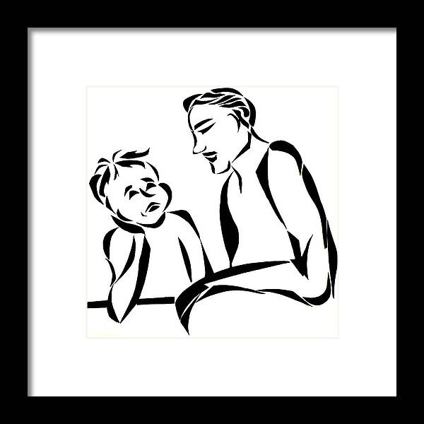 Family Framed Print featuring the mixed media Dad and Son by Delin Colon