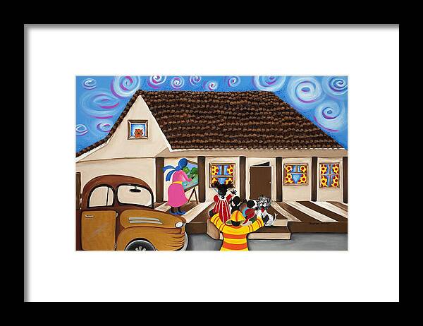Sabree Framed Print featuring the painting Daddy's Home by Patricia Sabreee
