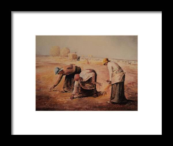 Copy Of Famous Work.daddy Framed Print featuring the painting Dad's Rendition of The Gleaners by Anne-Elizabeth Whiteway