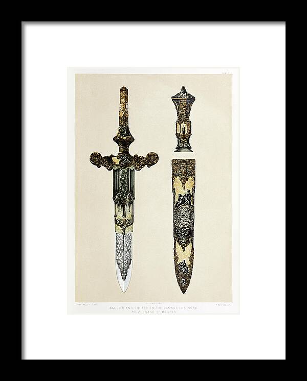Wyatt Framed Print featuring the drawing Dagger and sheath by Vincent Monozlay