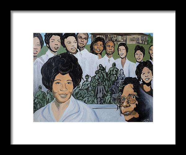 African American Framed Print featuring the painting Daisy Bates and the Little Rock Nine Tribute by Angelo Thomas
