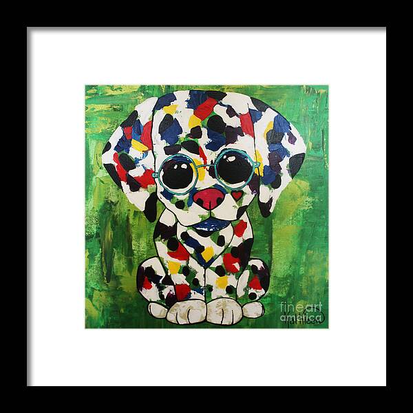 Dalmatian Framed Print featuring the painting Dalmatian Puppy by Kathleen Artist PRO