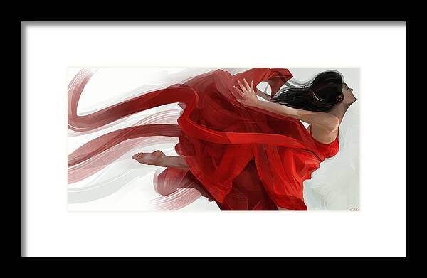 Red Framed Print featuring the painting Dance by Steve Goad