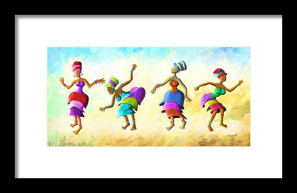 Traditional Framed Print featuring the painting Dancers by Anthony Mwangi