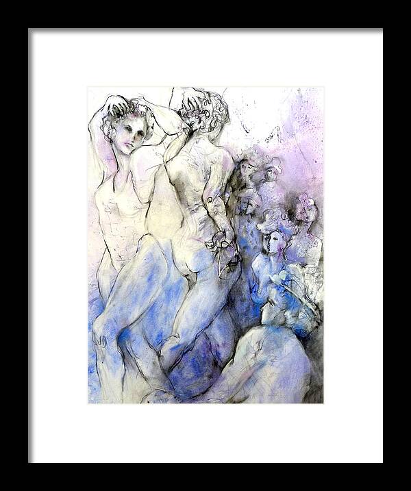 Mixed Media Framed Print featuring the painting Dancing Damsels by Joan Jones