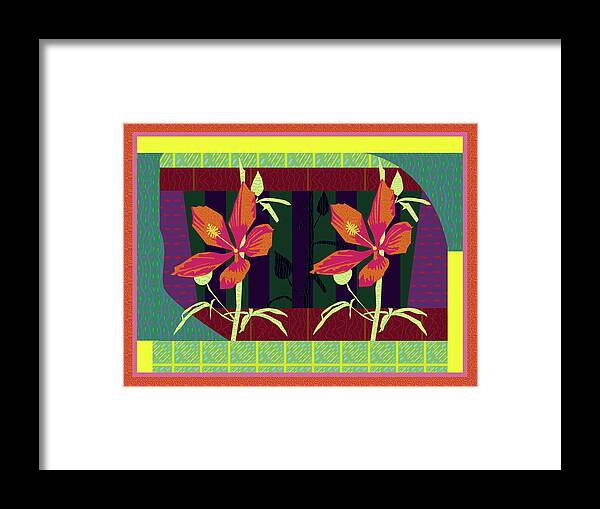 Digital Framed Print featuring the digital art Dancing Flowers by Rod Whyte