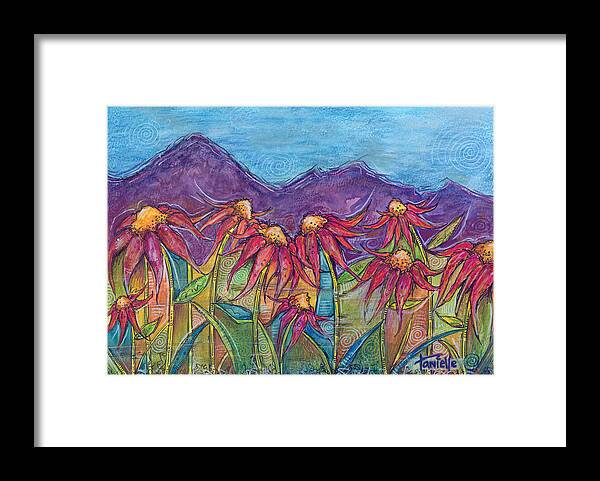 Nature Framed Print featuring the painting Dancing Flowers by Tanielle Childers