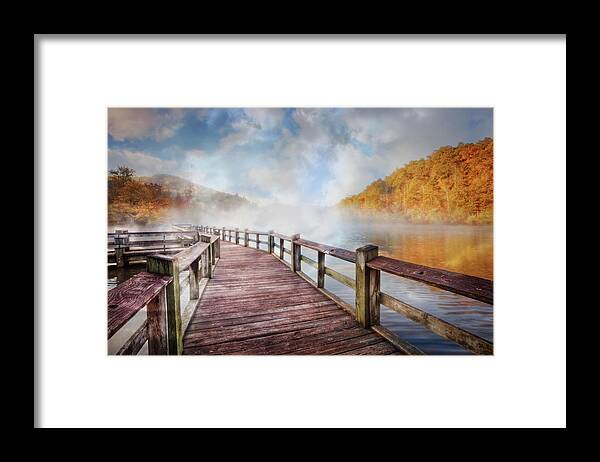 Carolina Framed Print featuring the photograph Dancing Fog at the Lake by Debra and Dave Vanderlaan