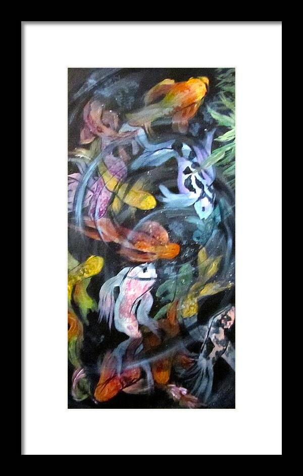 Koi Framed Print featuring the painting Dancing Koi by Barbara O'Toole