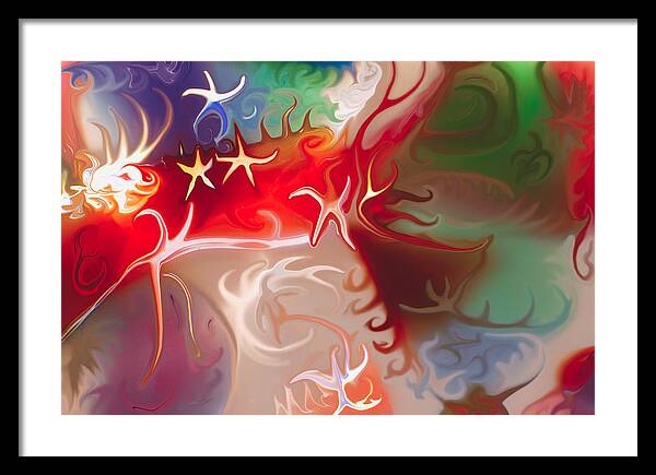 Blue Framed Print featuring the painting Dancing Stars by Omaste Witkowski