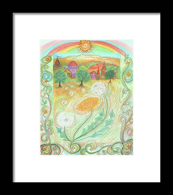 First Star Art Framed Print featuring the drawing Dandelion Village by jrr by First Star Art